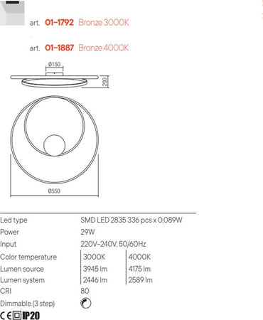 Plafoniera-classica-Redo-Group-TORSION-01-1792-01-1887-LED-alluminio-lampada-soffitto
