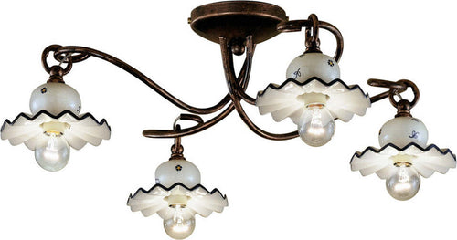 Plafoniera-Classica-Roma-Metallo-E-Ceramica-Nero-Sfumato-Rame-4-Luci-E14
