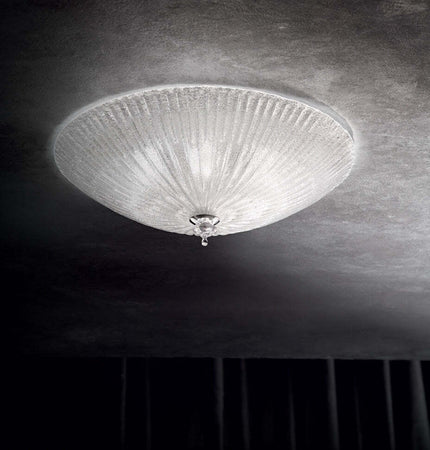 Plafoniera-Classica-Shell-Vetro-Trasparente-6-Luci-E27