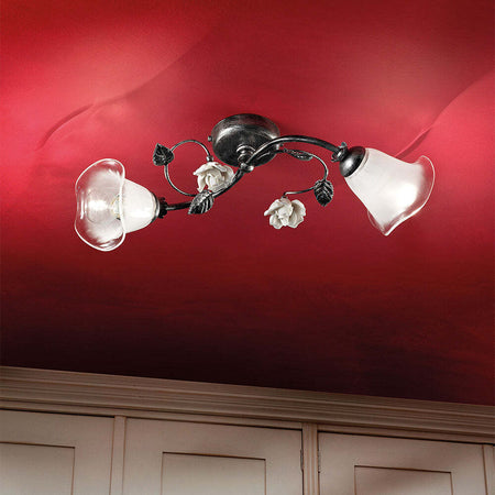 Plafoniera-Classica-Siena-Metallo-E-Ceramica-Nero-Sfumato-Argento-2-Luci-E14