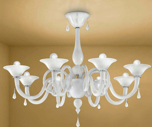 Plafoniera-classica-Sylcom-DOLFIN-1380-8-E14-LED-vetro-soffiato-lampada-soffitto
