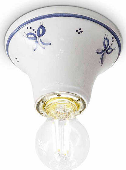 Plafoniera-Classica-Trieste-Bianco-Decorato-Filo-Blu-1-Luce-E14