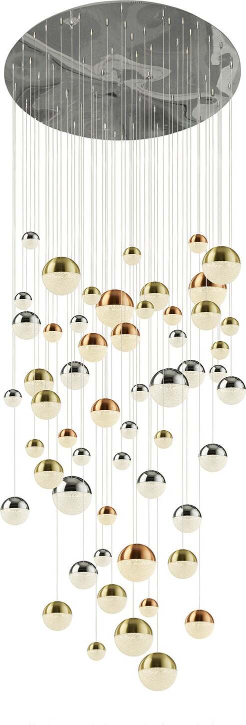 Plafoniera-Contemp-Pianeti-Acciaio-Cromo-Policarbonato-Ottone-Led-376W-4000K