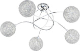 Plafoniera-Contemp-Willow-Metallo-Cromo-Diffusore-Alluminio-5-Luci-G9