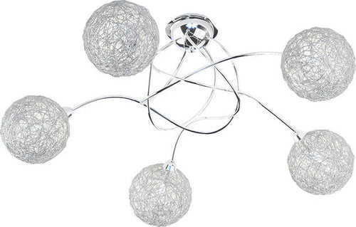 Plafoniera-Contemp-Willow-Metallo-Cromo-Diffusore-Alluminio-5-Luci-G9