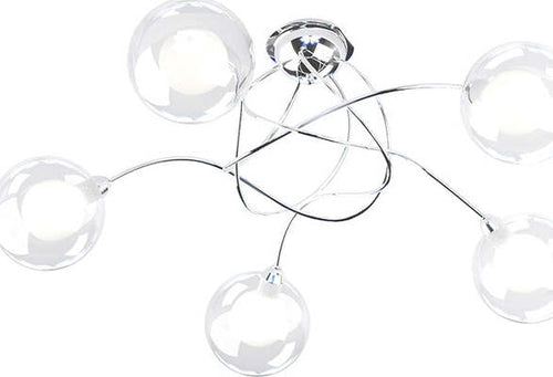 Plafoniera-Contemp-Willow-Metallo-Cromo-Vetro-Bianco-E-Satinato-5-Luci-G9