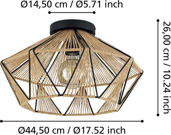 Plafoniera-Contemporanea-Adwickle-1-Luce-Metallo-Nero-E-Tessuto