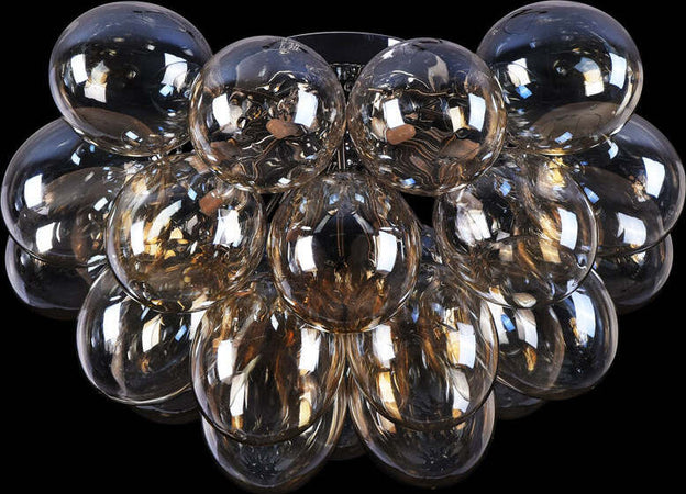 Plafoniera-Contemporanea-Baldo-Metallo-Nichel-8-Luci-Diffusori-Cognac