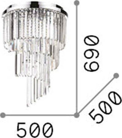 Plafoniera-Contemporanea-Carlton-Metallo-Cristallo-Cromo-12-Luci-E14