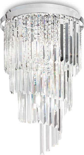 Plafoniera-Contemporanea-Carlton-Metallo-Cristallo-Cromo-8-Luci-E14