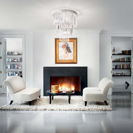 Plafoniera-Contemporanea-Carlton-Metallo-Cristallo-Oro-12-Luci-E14