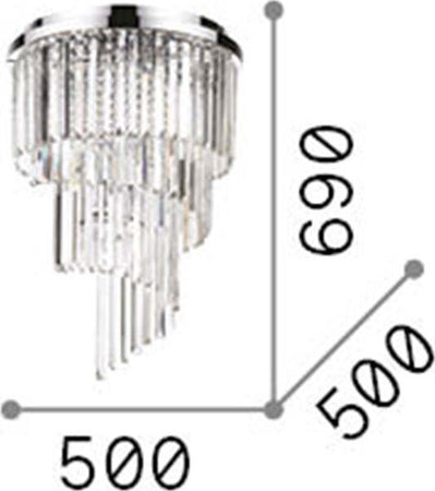 Plafoniera-Contemporanea-Carlton-Metallo-Cristallo-Oro-12-Luci-E14