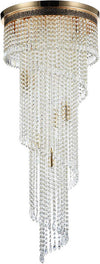 Plafoniera-Contemporanea-Cascade-Metallo-Oro-12-Luci-Diffusori-Vetro