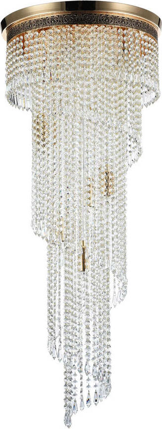 Plafoniera-Contemporanea-Cascade-Metallo-Oro-12-Luci-Diffusori-Vetro