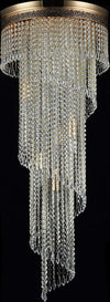 Plafoniera-Contemporanea-Cascade-Metallo-Oro-12-Luci-Diffusori-Vetro