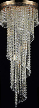 Plafoniera-Contemporanea-Cascade-Metallo-Oro-12-Luci-Diffusori-Vetro