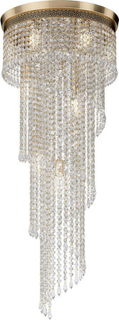 Plafoniera-Contemporanea-Cascade-Metallo-Oro-12-Luci-Diffusori-Vetro