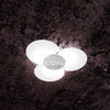 Plafoniera-Contemporanea-Clover-Met.-Foglia-Argento-Vetro-Bianco-6-Luci-E27-70Cm