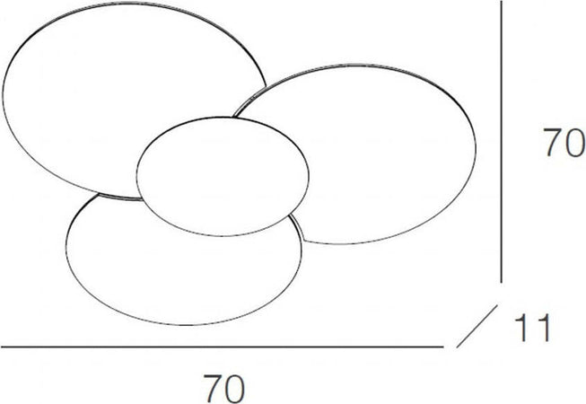 Plafoniera-Contemporanea-Clover-Metallo-Cromo-Vetro-Bianco-6-Luci-E27-70Cm