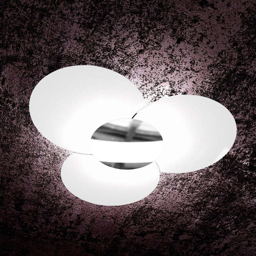 Plafoniera-Contemporanea-Clover-Metallo-Cromo-Vetro-Bianco-6-Luci-E27