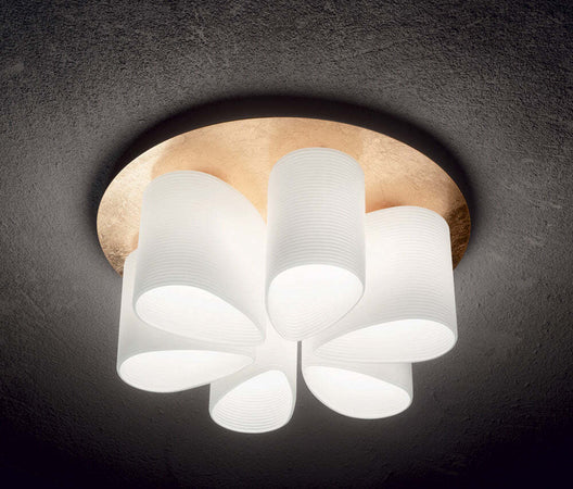 Plafoniera-Contemporanea-Daisy-Metallo-Oro-6-Luci-E27