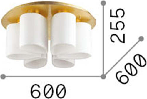 Plafoniera-Contemporanea-Daisy-Metallo-Oro-6-Luci-E27