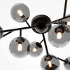 Plafoniera-Contemporanea-Dallas-Metallo-Nero-12-Luci-Diffusori-Vetro-Nero-Specchiato