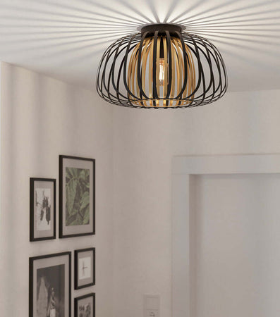 Plafoniera-Contemporanea-Encinitos-1-Luce-Acciaio-Nero-E-Oro