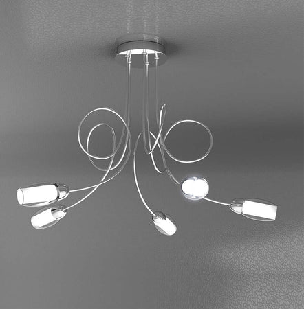 Plafoniera-Contemporanea-Feeling-Net-Metallo-Cromo-Vetro-Trasparente-5-Luci-G9