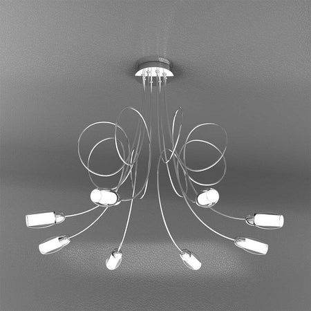 Plafoniera-Contemporanea-Feeling-Net-Metallo-Cromo-Vetro-Trasparente-8-Luci-G9