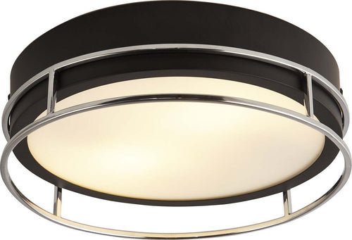 Plafoniera-Contemporanea-Fenice-Acciaio-Nero-E-Cromo-Vetro-2-Luci-E14-30Cm