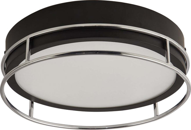 Plafoniera-Contemporanea-Fenice-Acciaio-Nero-E-Cromo-Vetro-2-Luci-E14-30Cm