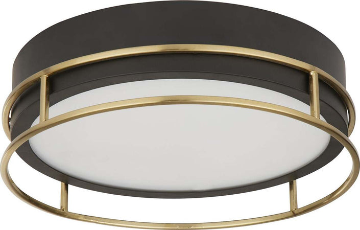 Plafoniera-Contemporanea-Fenice-Acciaio-Nero-Vetro-2-Luci-E14-30Cm
