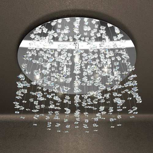 Plafoniera-Contemporanea-Flare-Metallo-Cromo-Cristallo-12-Luci-G9