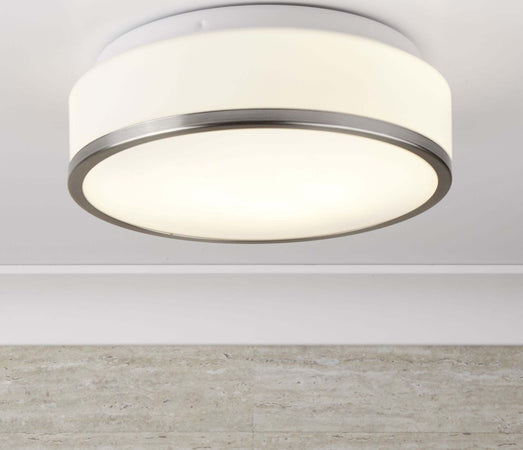 Plafoniera-Contemporanea-Formaggio-Acciaio-Argento-Vetro-Bianco-1-Luce-E27-28Cm