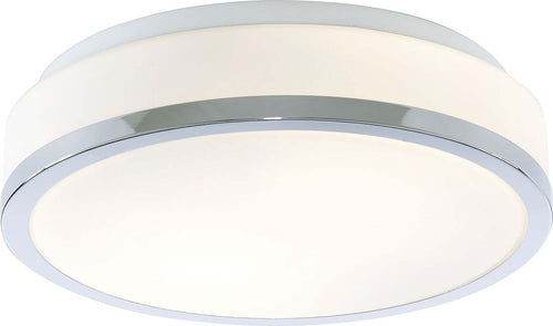 Plafoniera-Contemporanea-Formaggio-Acciaio-Cromo-Vetro-Bianco-1-Luce-E27-28Cm