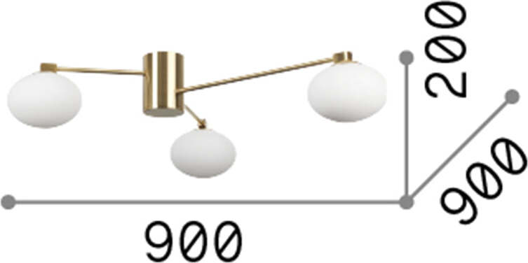 Plafoniera-Contemporanea-Hermes-Metallo-Ottone-3-Luci-G9-3W-3000K-Luce-Calda