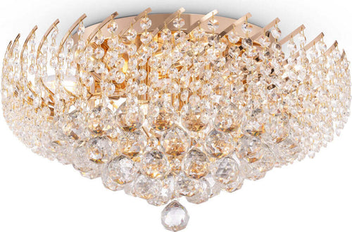 Plafoniera-Contemporanea-Karolina-Metallo-Oro-9-Luci-Pendente-In-Cristallo