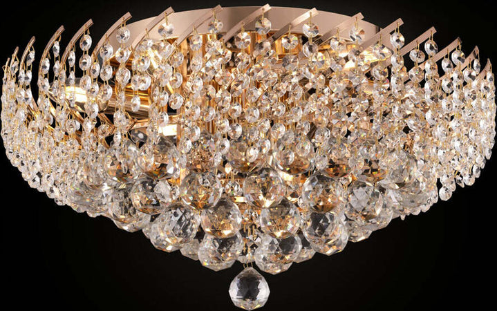 Plafoniera-Contemporanea-Karolina-Metallo-Oro-9-Luci-Pendente-In-Cristallo