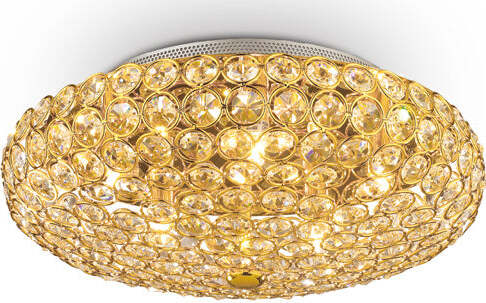 Plafoniera-Contemporanea-King-Metallo-Cristallo-Oro-5-Luci-G9-3W-3000K