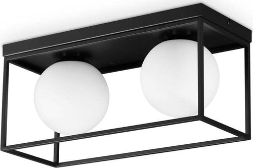 Plafoniera-Contemporanea-Lingotto-Metallo-Nero-2-Luci-E14-28W-Ip20