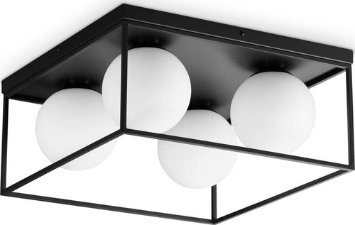 Plafoniera-Contemporanea-Lingotto-Metallo-Nero-4-Luci-E14-28W-Ip20
