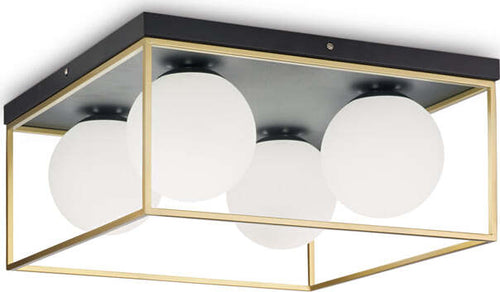 Plafoniera-Contemporanea-Lingotto-Metallo-Ottone-4-Luci-E14