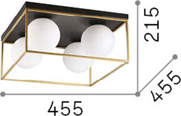Plafoniera-Contemporanea-Lingotto-Metallo-Ottone-4-Luci-E14