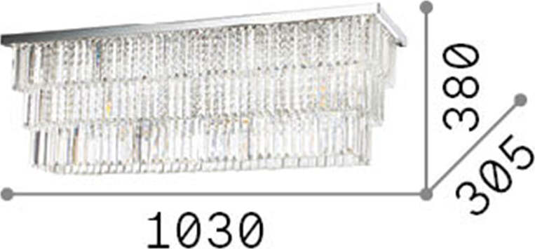 Plafoniera-Contemporanea-Martinez-Metallo-Cristallo-Cromo-8-Luci-E14