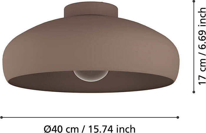 Plafoniera-Contemporanea-Mogano-1-Luce-Acciaio-Marrone