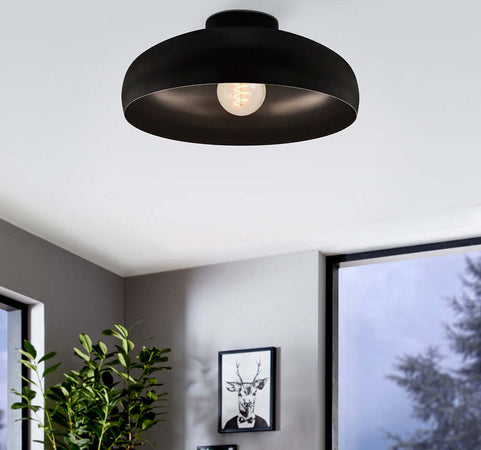 Plafoniera-Contemporanea-Mogano-1-Luce-Acciaio-Nero