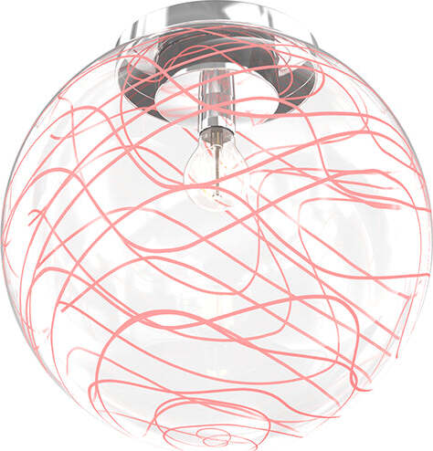 Plafoniera-Contemporanea-Moon-Metallo-Cromo-Vetro-Rosso-1-Luce-E27-D.30Cm