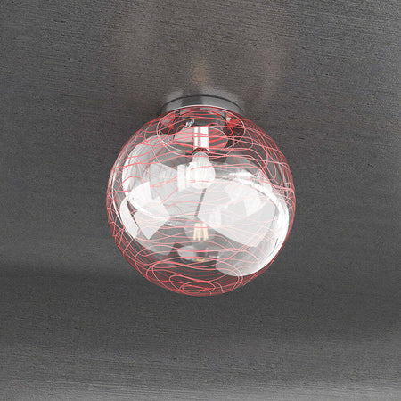 Plafoniera-Contemporanea-Moon-Metallo-Cromo-Vetro-Rosso-1-Luce-E27-D.30Cm