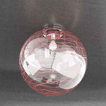 Plafoniera-Contemporanea-Moon-Metallo-Cromo-Vetro-Rosso-1-Luce-E27-D.40Cm